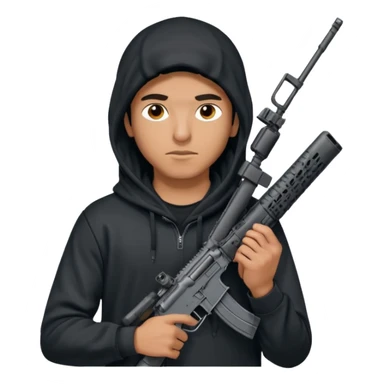 
Fais moi un jeune taliban qui ressemble qui tient une AR15 avec un hoodie a capuche, capuché, avec la cagoule nike therma fit hood sticker