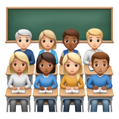 adults sitting in a classroom facing backwards sticker