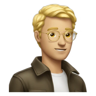 blonde white man with golden aviator glasses smoking cigarette sticker