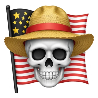Fait moi un drapeau de tête de mort avec sur la tête un chapeau de paille sticker