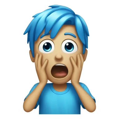 blue face hand on head screaming and crying sticker