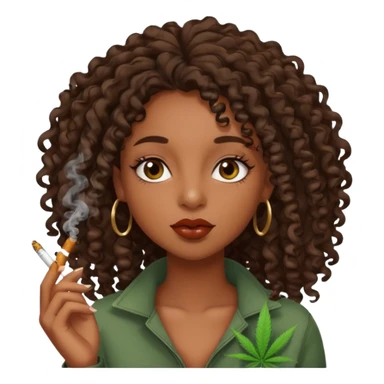 Black girl with eyelashes and curly hair smoking weed  sticker
