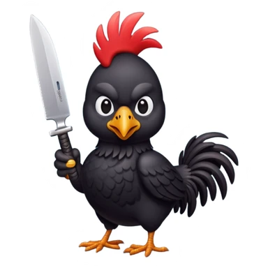 black chicken holding knive sticker