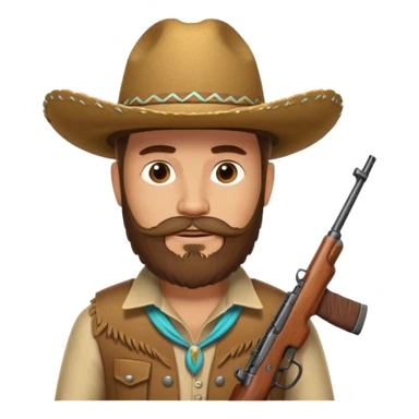 Light brown cowboy with full beard, sombrero and a ak47 up sticker