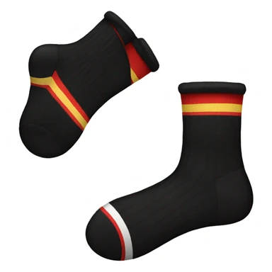 a pair of black socks adorned  sticker