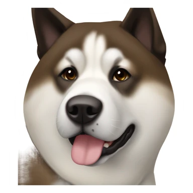 Akita American brown and dark brown with white The snout is dark sticker