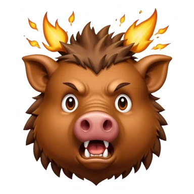 A shocked boar, with its top head exploding from shock a mix of 🐗 facing forward, and this emoji-🤯 sticker