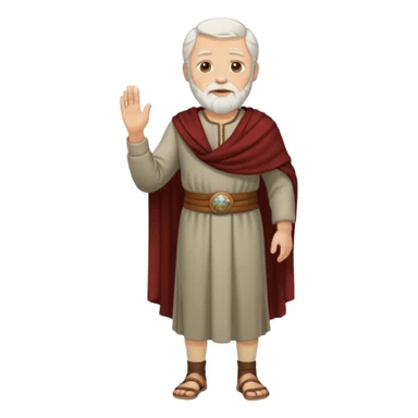 El anciano: persona noble y bondadosa, ropa normal es decir, ni de persona millonaria ni de persona sin dinero, pelo blanco, barba corta blanca. cuerpo entero de la época púnica sticker