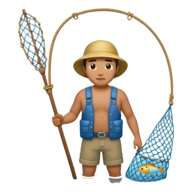 a Polynesian fisherman standing in the water with a large net full of fish sticker
