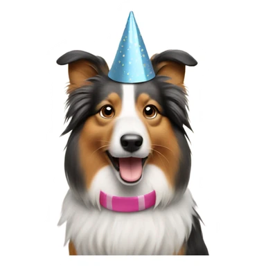 Shetland sheepdog wearing a party hat  sticker