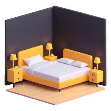 simple bedroom with white walls, bed, nightstand and dresser sticker