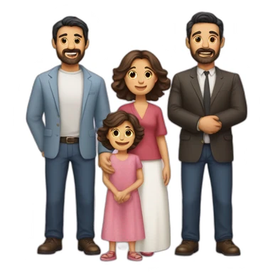 Padre con barba, madre morena y 3 hijos varones sticker