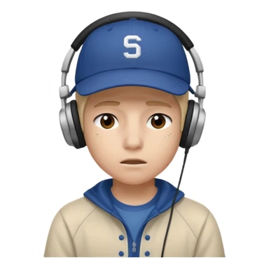 Adolescente com fone no ouvi é um boné, com uma carinha de sono sticker