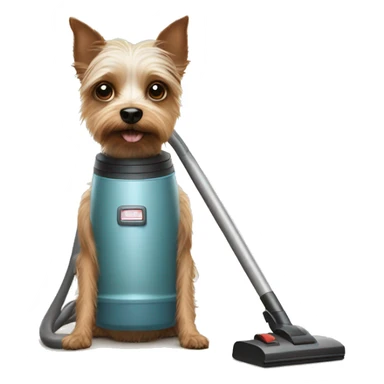 Small terrier dog using a vacuum cleaner sticker