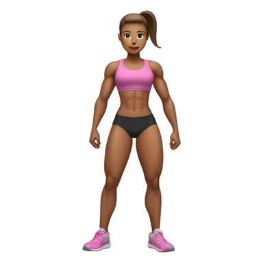 muscular gym girl withe skin, ponytail sticker