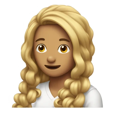 Shyly tucking in hair sticker