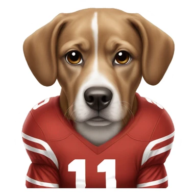 Our dog Buckeye wearing a Taft football uniform sticker