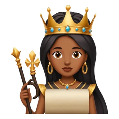 Crowned black queen holding a scroll sticker