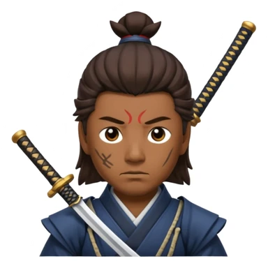 Samurai with brown skin and samurai sword sticker