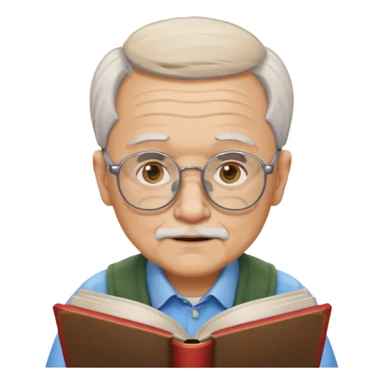 old man colored glasses reading a book  sticker
