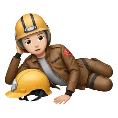 a motorcyclist lying on the ground who has just fallen sticker