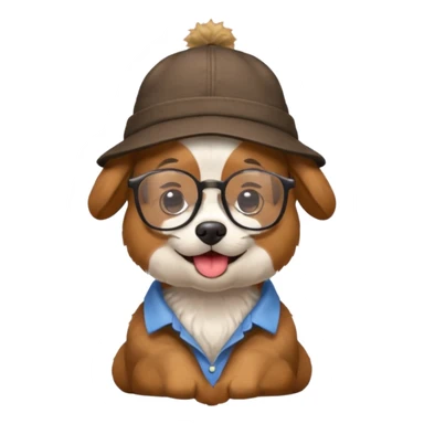 glasses and hat dog with shirt sticker