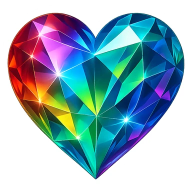 heart with a prismatic crystal effect, digital illustration, no background sticker