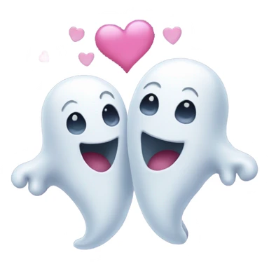 Two happy ghosts best friends with hearts sticker