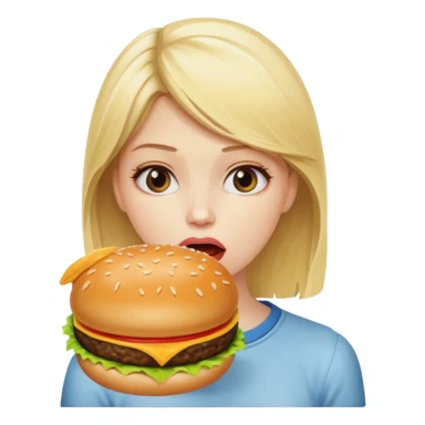 Girl with eating disorder pining for a cheeseburger. Blonde girl. sticker