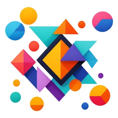 framed digital artwork with abstract vector shapes inside sticker