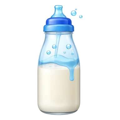 baby Milk bottle with blue cap and bubbles sticker