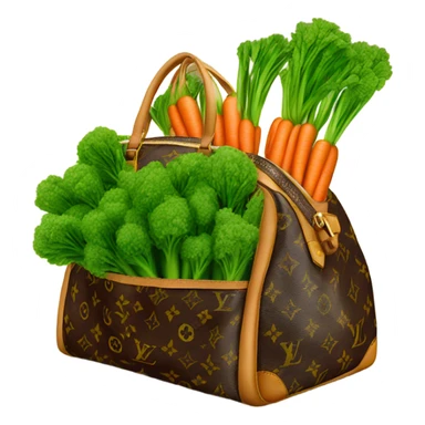 Louis Vuitton bag filled with green carrots sticker
