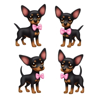 black tan pinscher big ears pink bow sticker