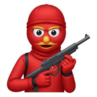 elmo with an gun and an black balaclava sticker