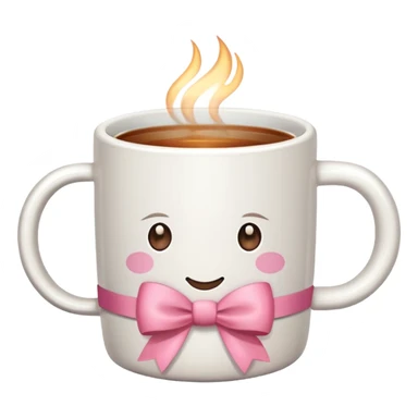 A white mug with a pink bow that contains tea sticker
