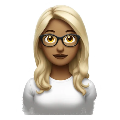 femme chatain cheveux mi long avec lunette sticker