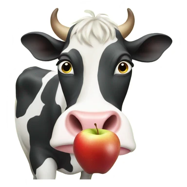 Cow eating an apple sticker
