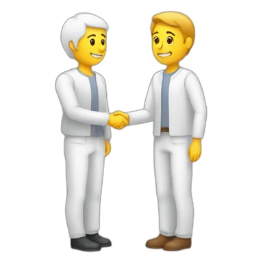 a seller and customer making a hand shake and give a product two white people  sticker