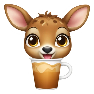 Cute Baby deer drinking iced coffee sticker