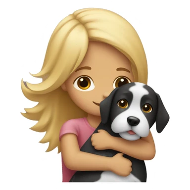 A girl hugging this yorkshire dog  sticker