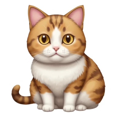 full body torbie and white cat with small head, hazel eyes, and short but chubby body sticker