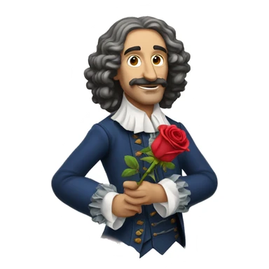 Molière holding a rose in his hand sticker