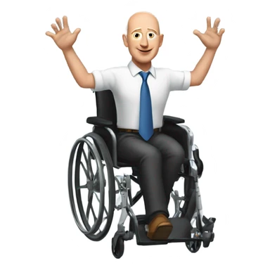 Jeff Bezos in a wheel chair dancing sticker