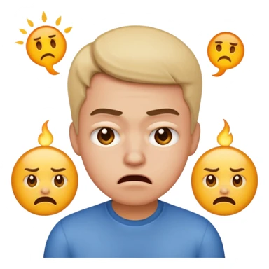 a person with a frustrated, annoyed look, emoji style, simple and expressive sticker