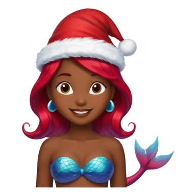 dark skin  mermaid with christmass hat sticker