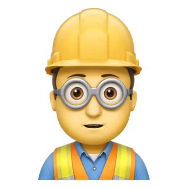 Minion with big head wearing hard hat sticker