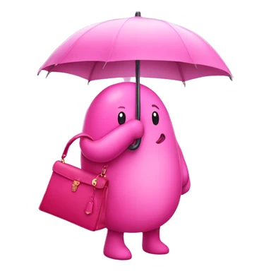 Pink classic rain worm with no face carrying a pink handbag  sticker