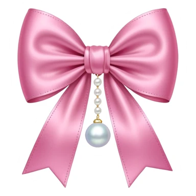 Pink bow with hanging pearl sticker