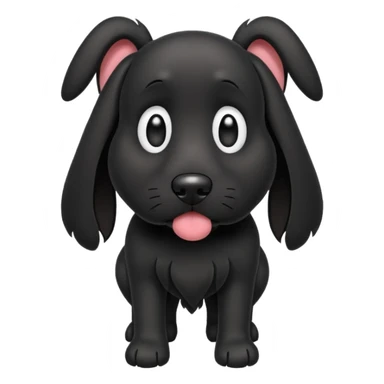 Please give me an all black dog with droopy ears as a walking dog emoji sticker