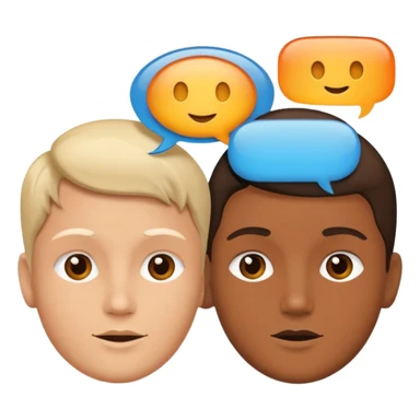 two faces connected by speech bubbles sticker